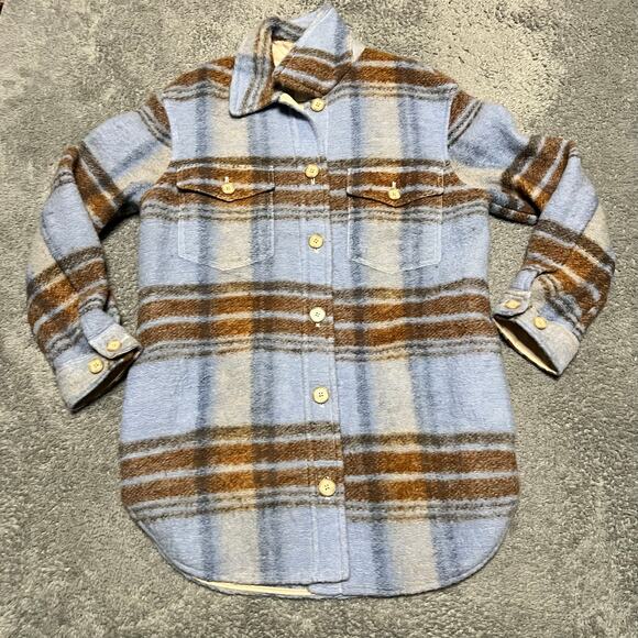 Aritzia Wilfred Free Ganna Shirt Jacket Womens Small Wool Blend Blue Shacket - Picture 1 of 8